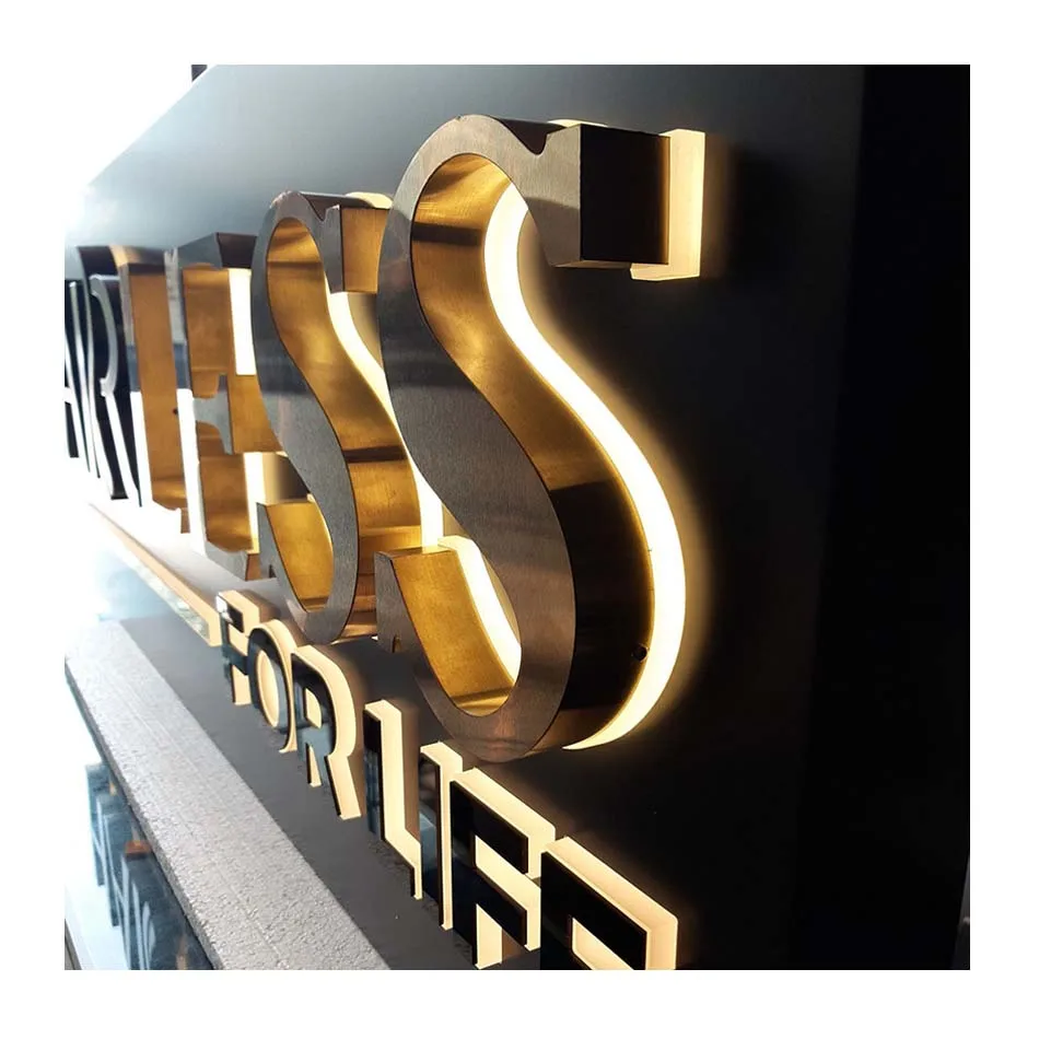 Customized Stainless Steel Advertising Sign 3D Led Backlit Letter Sign metal sign letter