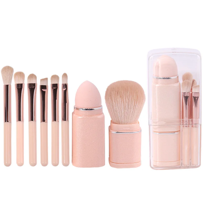 Cute Mini Portable Makeup Brush Set, Suitable For Travel, 8pcs set Makeup Brush Set With Case