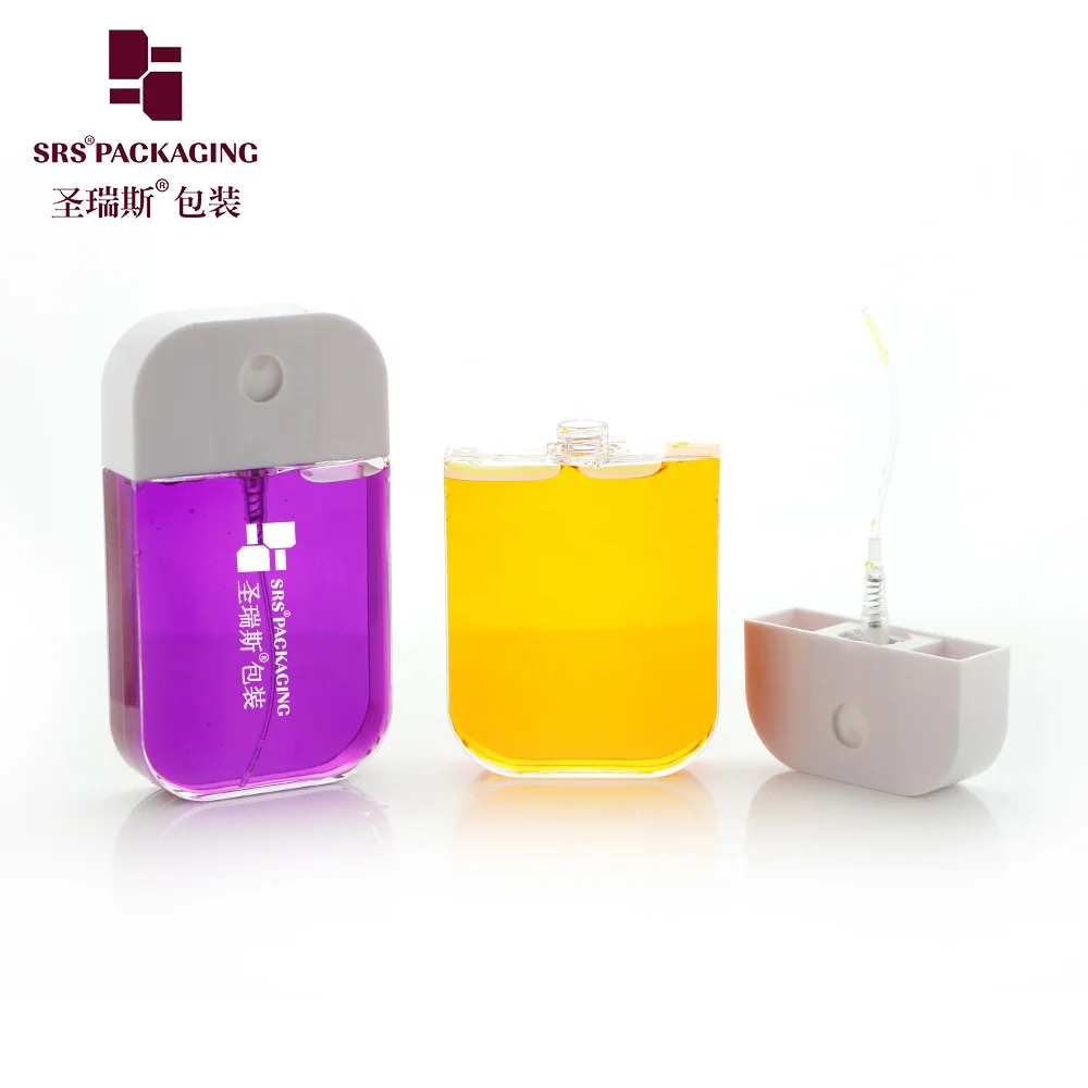 Wholesale Pocket Size Transparent PETG Plastic Perfume Packaging Square Phone Mist Spray Bottle 50ml