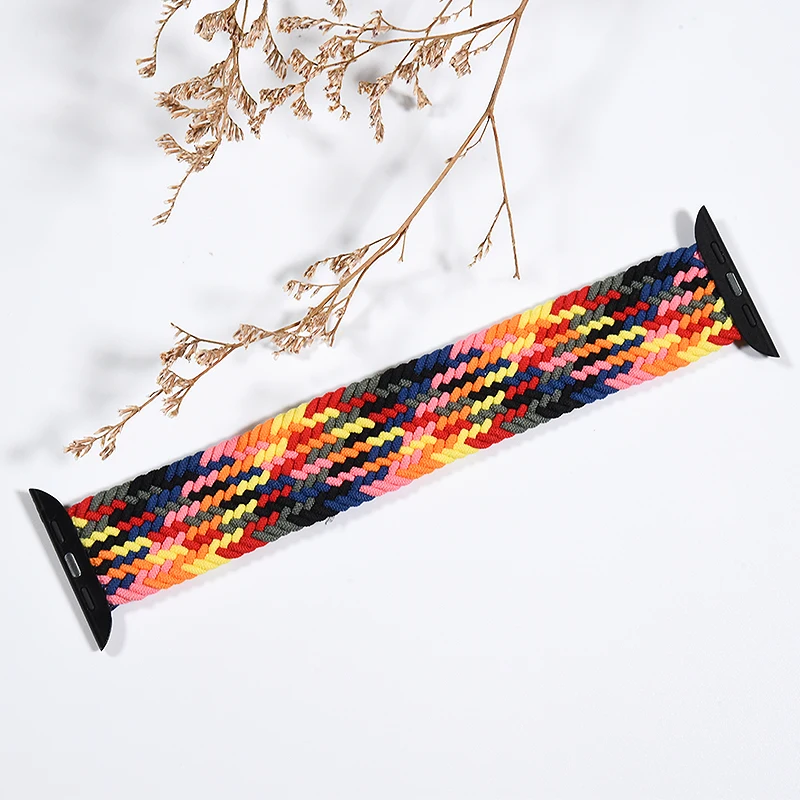 Wholesale Colorful Nylon Braided Loop Fabric Strap Elastic Belt Bracelet For Apple Watch Band 38mm 40mm 42mm 44mm