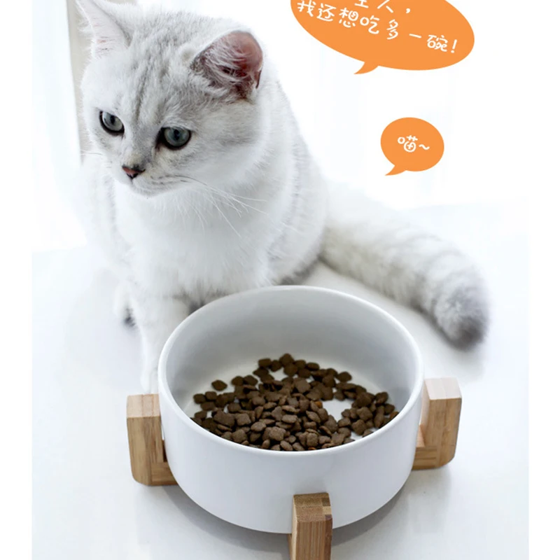 
Jade-cer wholesale color glazed ceramic pet dog cat food and water bowl with wooden frame stand 