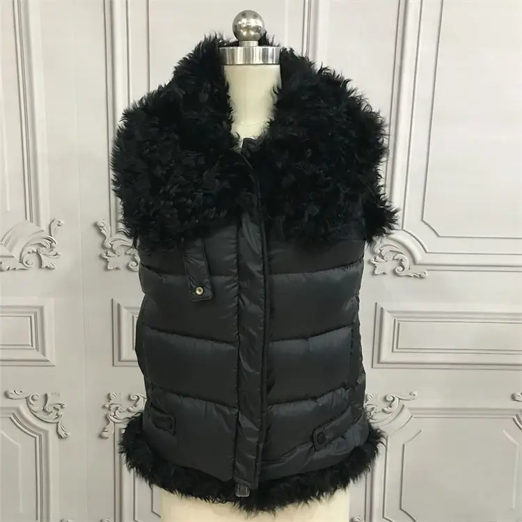 MONETCAT Stylish down vest jacket and faux rex fur vest