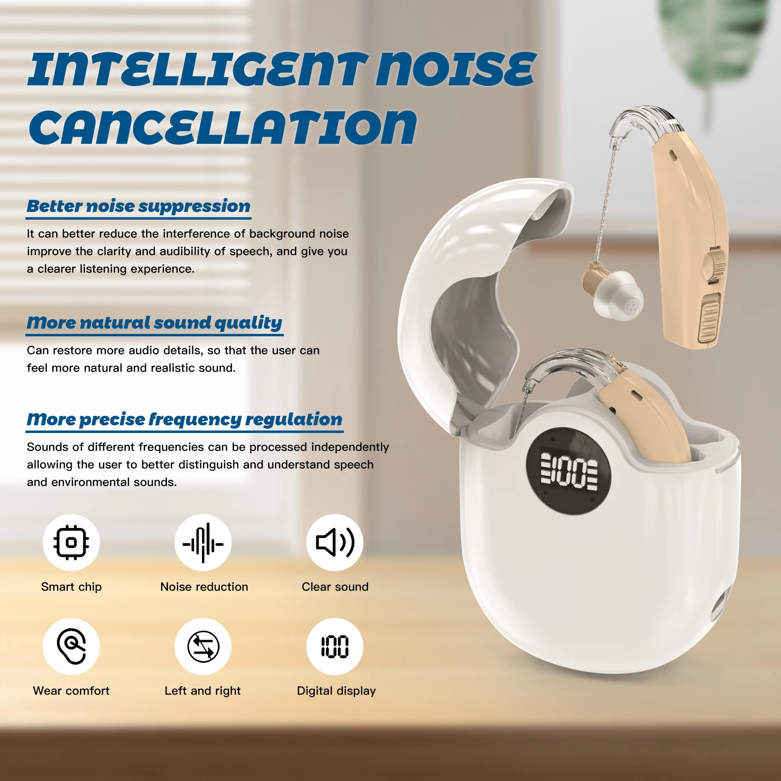 New products OTC BTE rechargeable hearing aid for seniors fashionable portable hearing amplifier price list wholesale best price