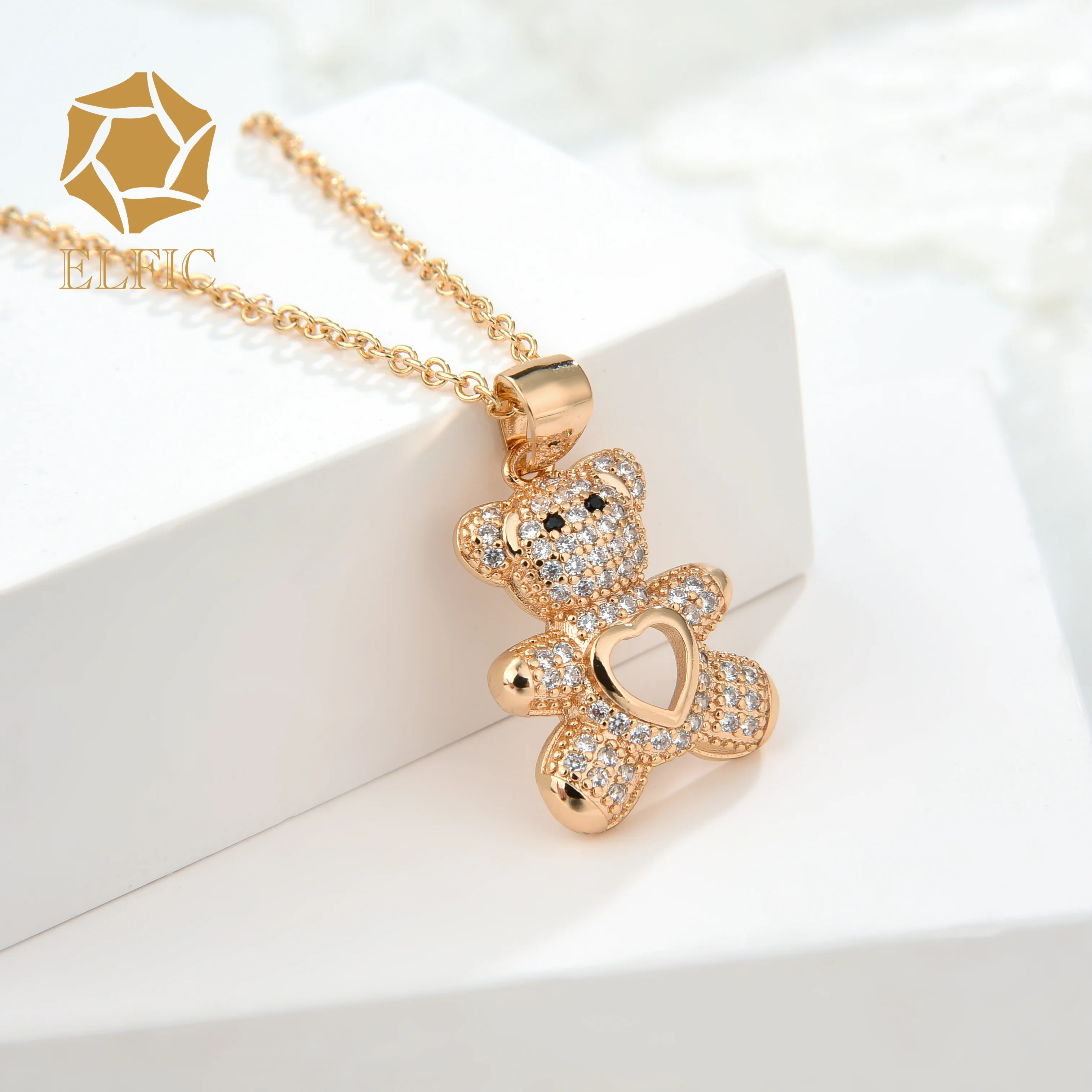 Elfic Animal Charm Pendant Children Gift Gold Plated Bear Pendant   oro laminado 18k pendant new design