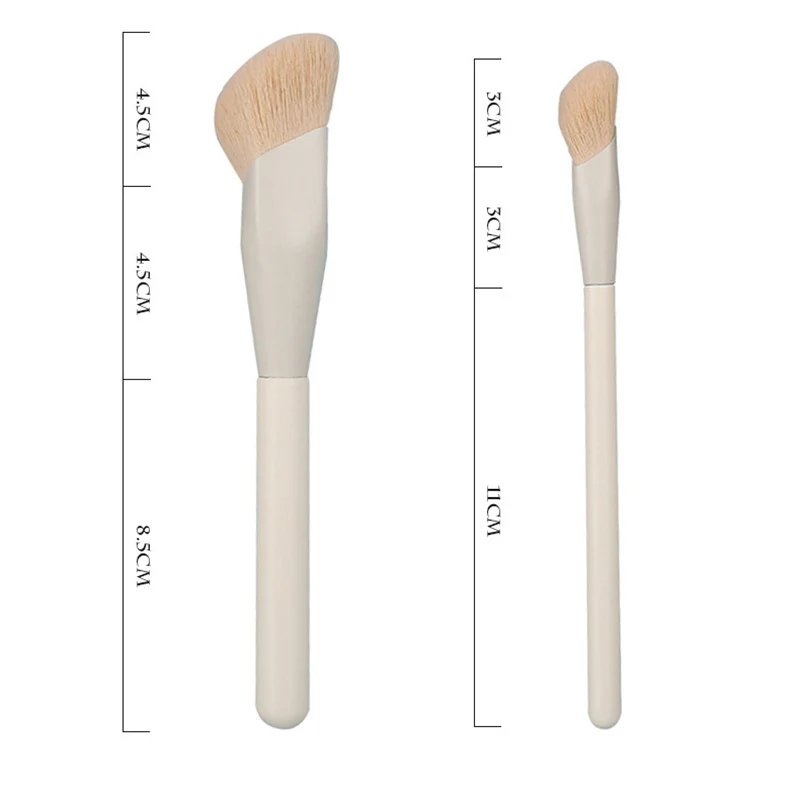 New Arrival 2pcs Wooden Handle Diamond Shape Ferrule Makeup Brush Smudge Brush Set Portable Custom Logo