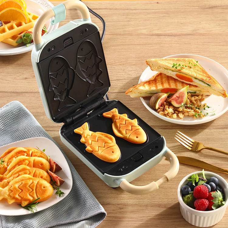 Cute household kitchen appliances 3 in 1 breakfast waffle making machine mini electric