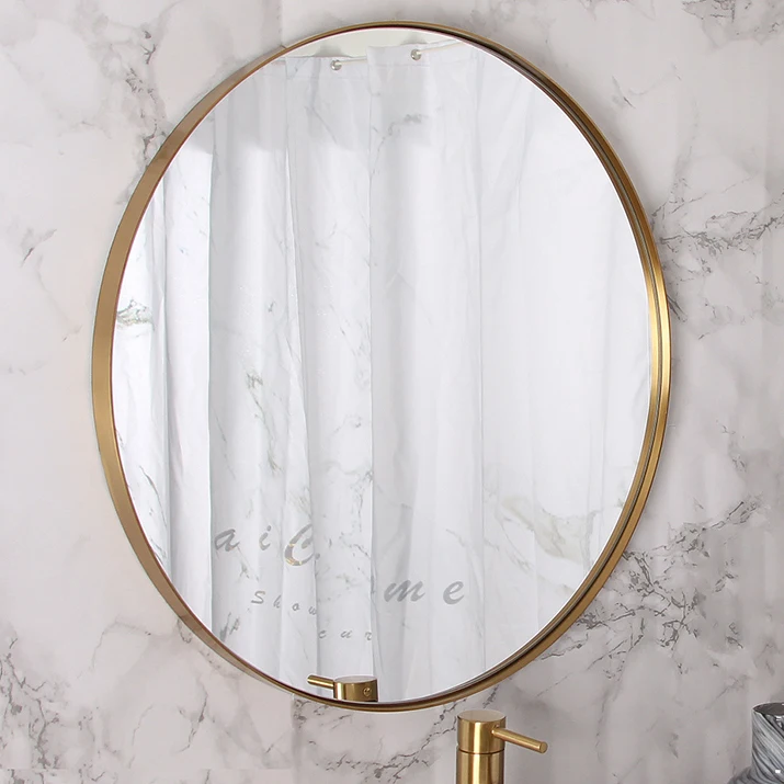 Modern Style Luxury Hotel Bathroom 50 60 70 80cm Home Decorative Antique Gold Metal Frame Round Wall Mirror