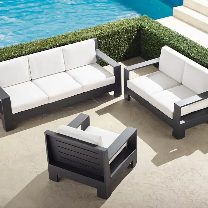 All-weather Metal Patio Sofa Sectional Garden Outdoor Aluminum Sofa Seating Sets Furniture