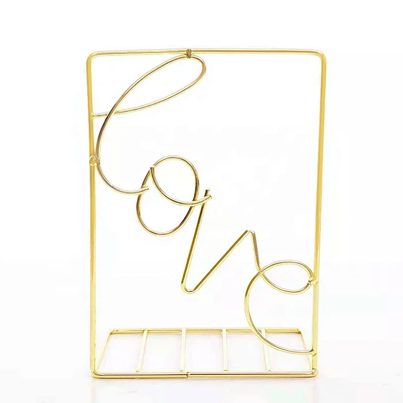 Metal Book Stand Home Decor Office Storage Fancy LOVE Shape Bookends  Iron Wire Table Book Holder Stand