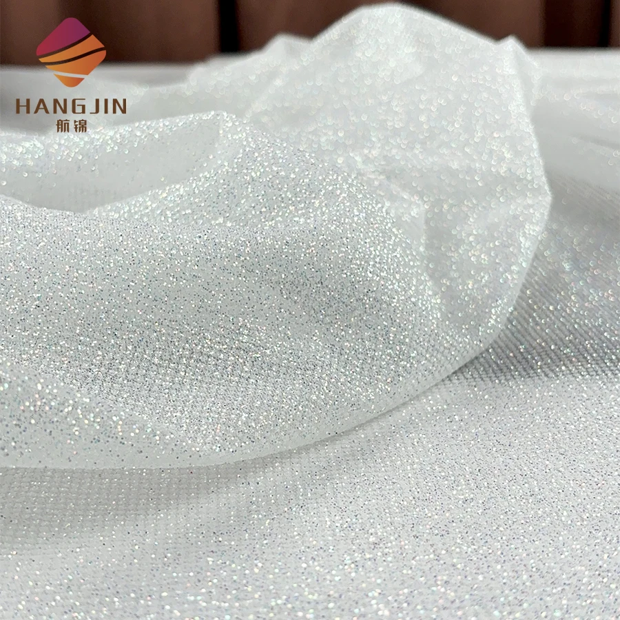 Hot Selling Competitive Price Ivory Bridal Fabric Sparkle White Mesh Fabric Super Dense Sequins Glitter Tulle Fabric Roll