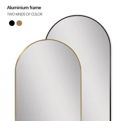 High quality gold and black metal framed large arch mirror full length decorative