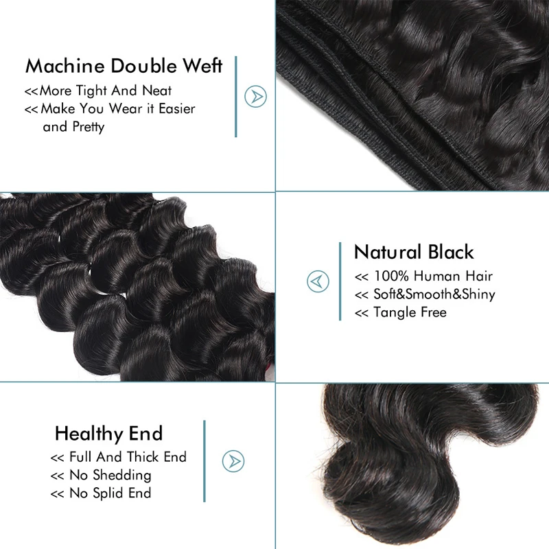 Loose Deep Wave Remy Human Hair Brazilian Hair Weave Bundles With Closure Peruvian Hair Bundles 4 pieces