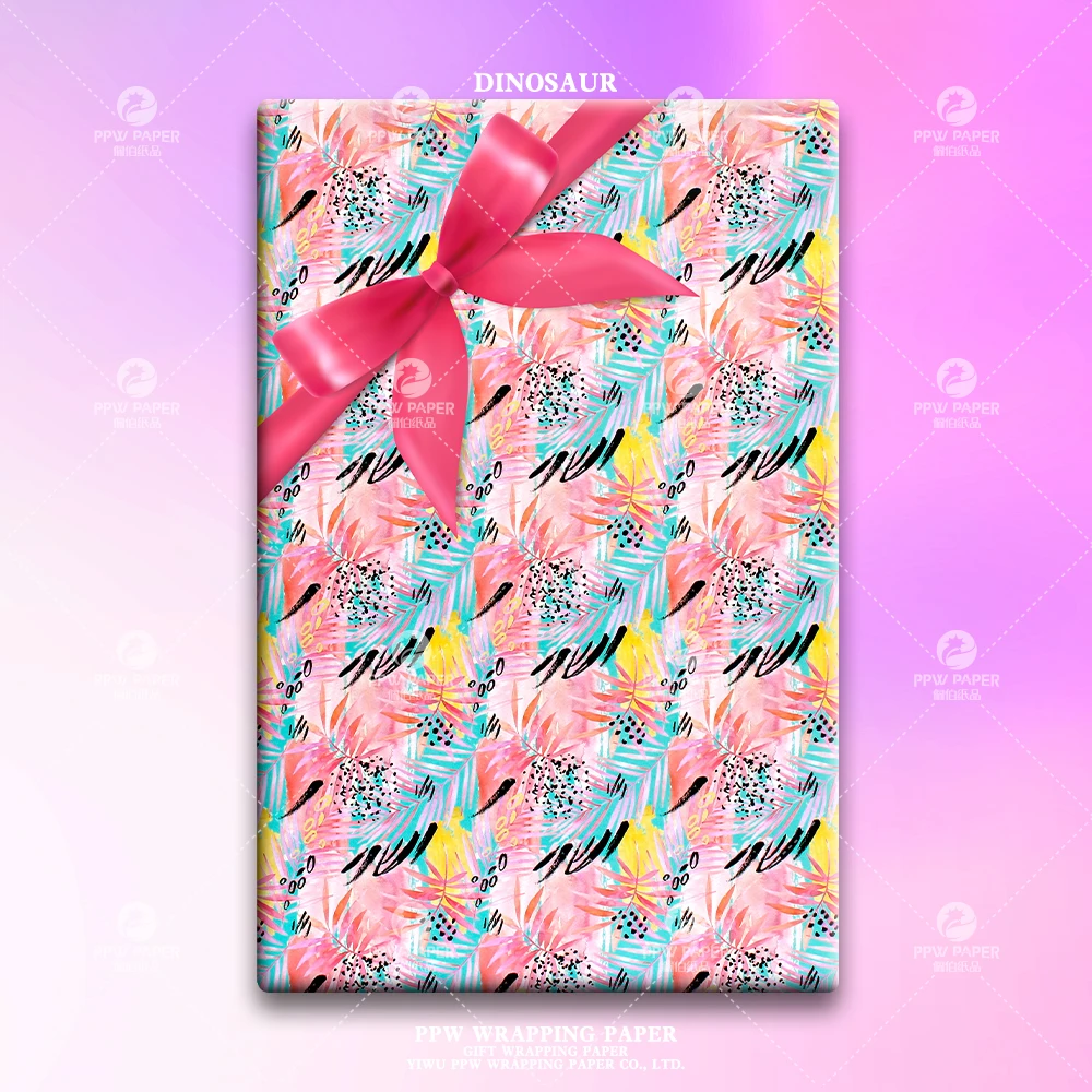 Wholesale Everyday Design Peacock Pink Star  Pattern Gift Wrapping Paper for gift