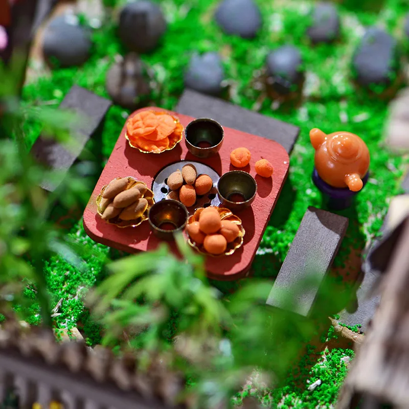 National style countryside revitalization rustic handmade doll houses model fireplace surrounded doll house for girls