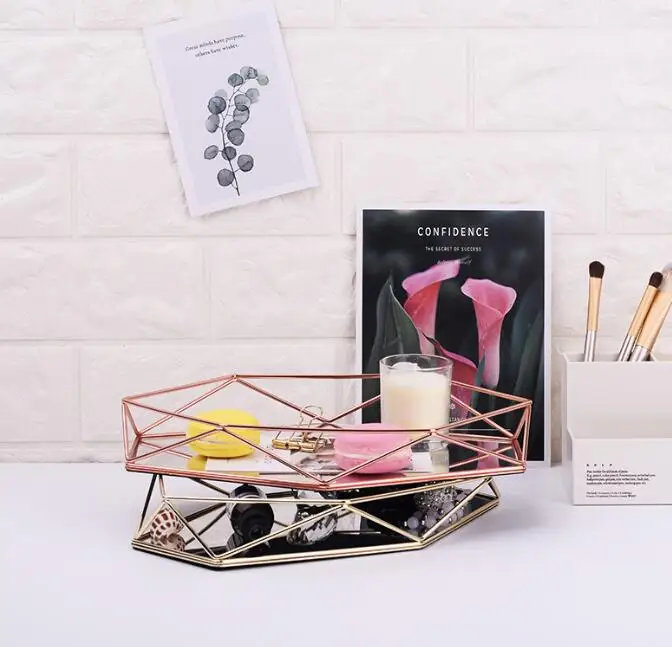 Home decoration modern Special Offer luxury Home Decoration 2pcs Serving Trays  Melamin Perfume Tray set Gold 515g luxury trays