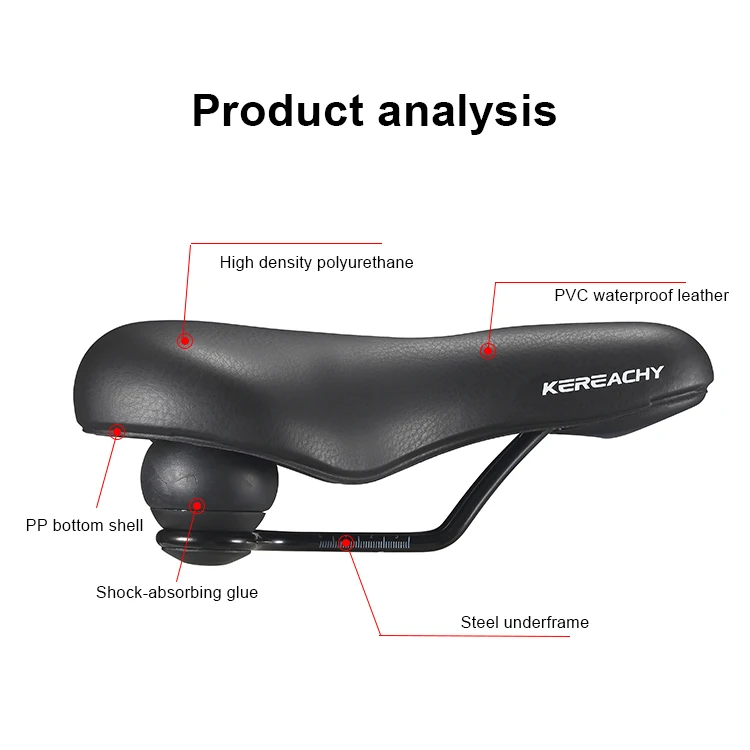 KEREACHY  Factory Direct Sales bicycle parts bicycle seat cushion PVC leather surface road mountain bike seat cushion saddle