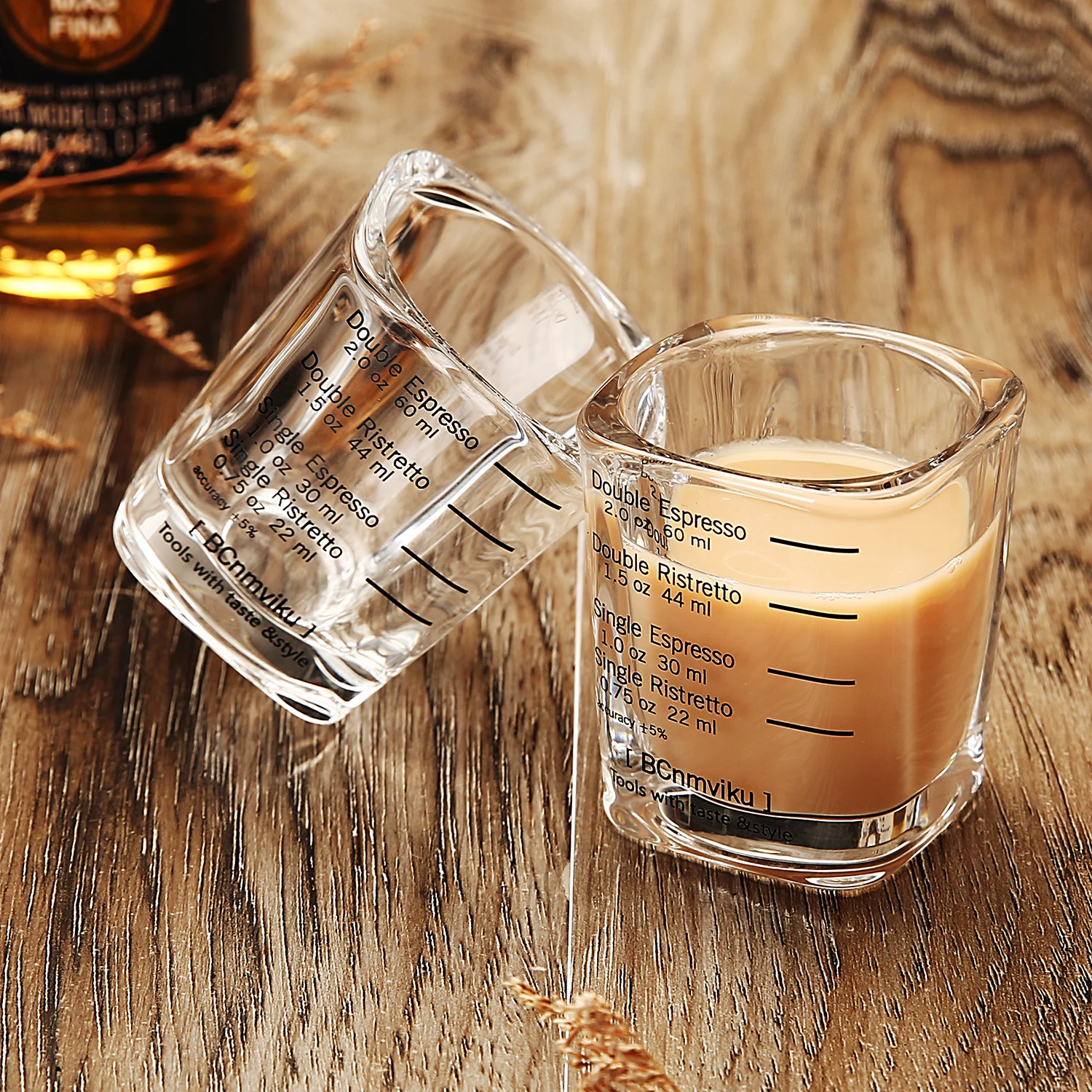 BCnmviku 60ML/2oz Crystal Glass Coffee Measuring Cup Barista Essential Coffee Tool Espresso Shot Glasses Factory Direct Sell