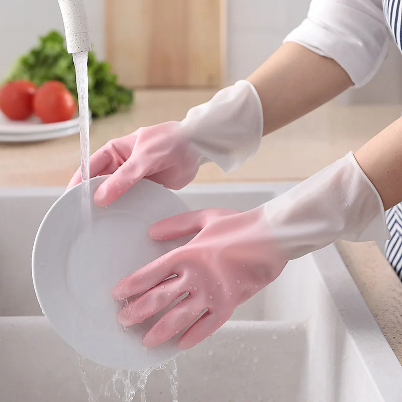 2024 New high quality pvc waterproof laundry cleaning rubber dishwashing gloves Kitchen wholesale household gloves