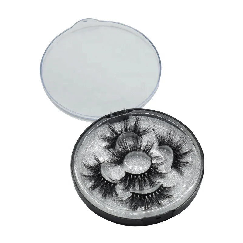 
3 Styles 3 Pairs 25mm 5D Thick Mink Eyelashes False Lashes with Flower Tray Boxes 