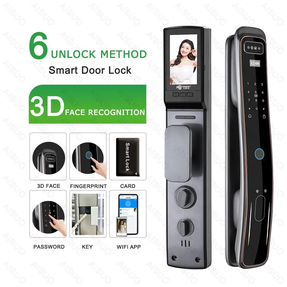 Wifi APP Digital Door Lock Smart Locks Face Recognition with Camera Smart Lock