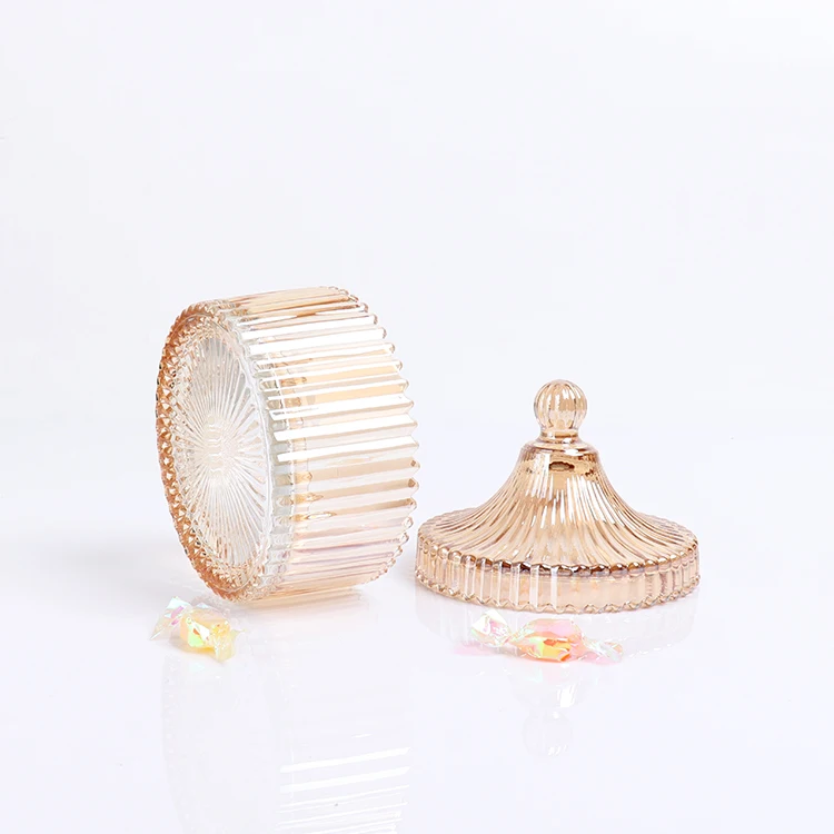 BOYE ароматерапевтические янтарные радужные стеклянные банки для свечей Пустые контейнеры для свечей со стеклянными крышками оптовая продажа