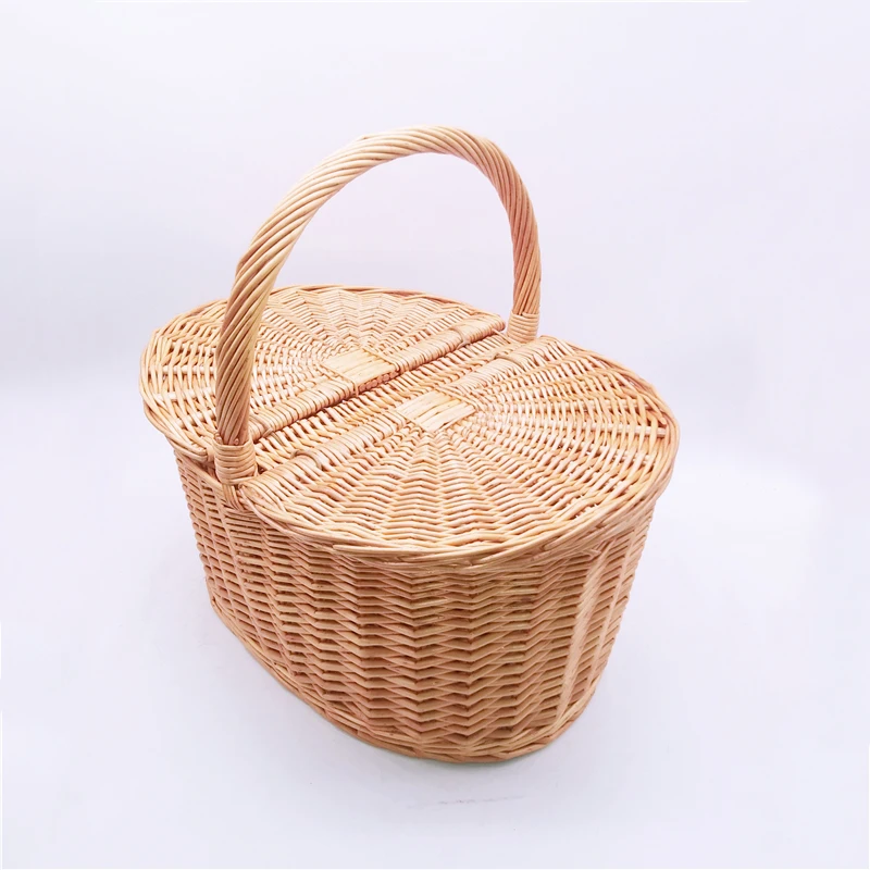 Good Quality Handmade Eco Friendly Holiday Custom Made Wicker PP Rattan Picnic Fruit Storage Basket New Design