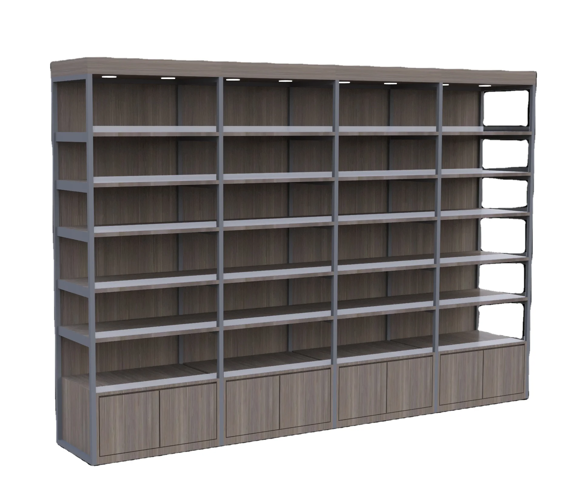 wood and steel Gondola Rack Supermarkets Modern Modern wood gondola