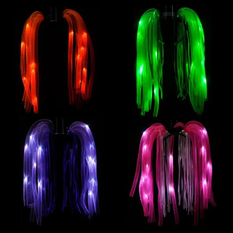 LED Flashing Noodle Hair Headband Kids Adults Light Up Pipe Headwear Birthday Hair Accessories Halloween Costume Christmas