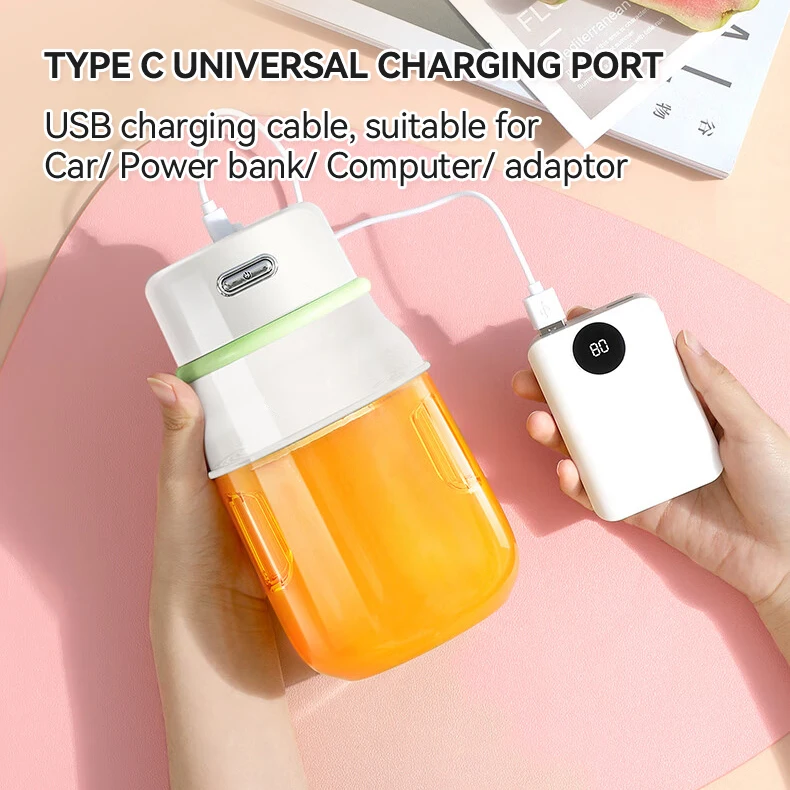 Portable Juicer Cup 800ml Lemon Orange Juice Rechargeable Sports Drink Bottle Blender Cup USB