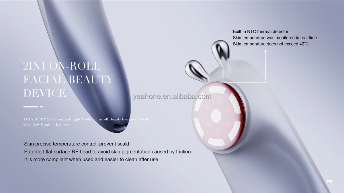 New RF Facial Beauty Lifting Skin Care Massage, Double On-roll Treatment Heads 3d roller face massager with light Therapy system