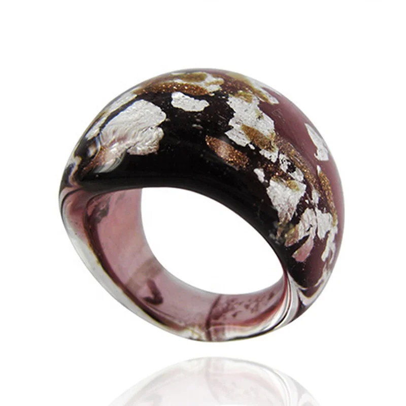 Multicolor lampwork art Crafts Dome Murano Glass Ring
