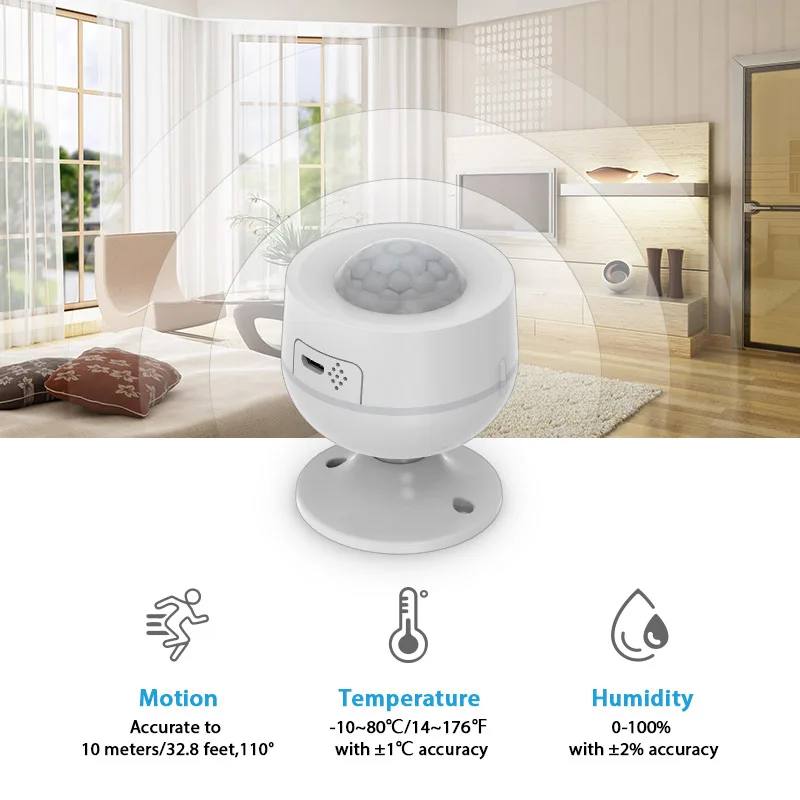 Anti-dismantle wifi smart humidity and temperature Pir motion sensors