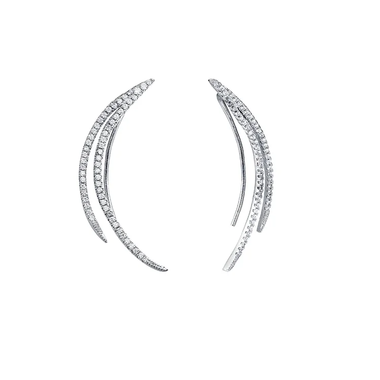 Keiyue fashion shining cz pave cubic zirconia long drop 2024 earrings with earring wire long earrings
