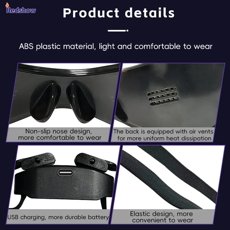 Rechargeable DIY Glowing LED Glasses Smart APP Control Christmas Birthday Party Glasses Night Club Cool Shinning LED Glasses