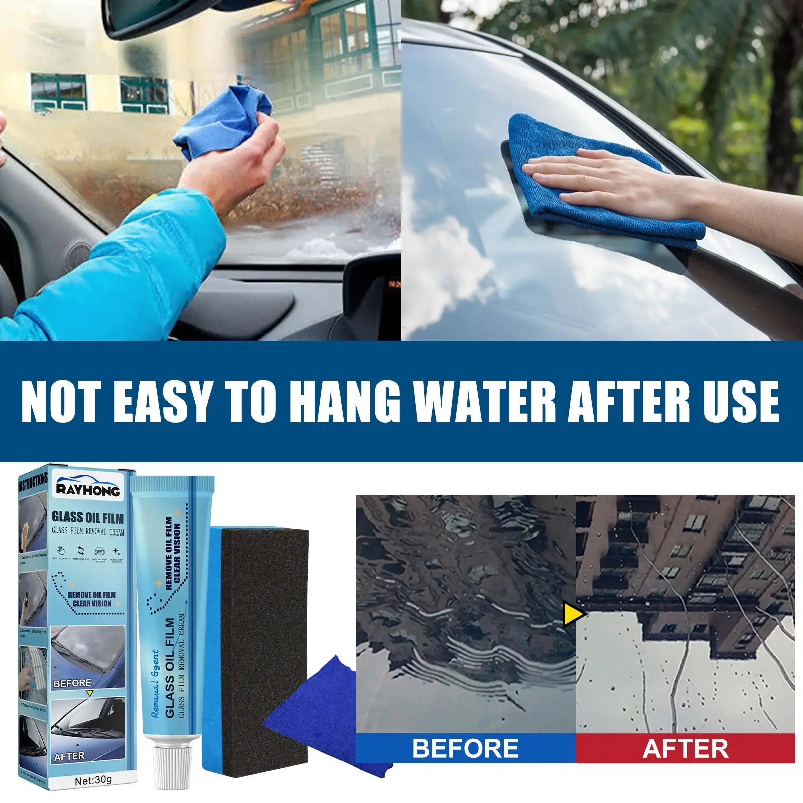 Car Glass Oil Film Remover Car Windshield Polishing Agent Car Window Front Windshield Coating Cleaning Paste Universal auto part