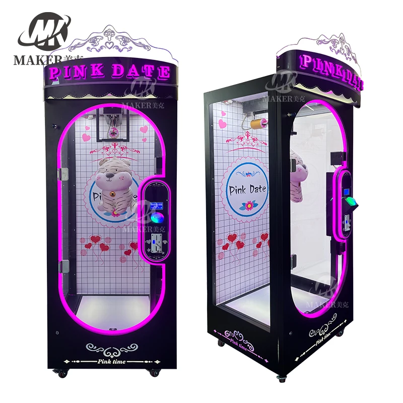 New Arrivals Coin Operated Pink Date Cut Gift Game Machine Toy Crane Prize scissors doll Machine with bill acceptor