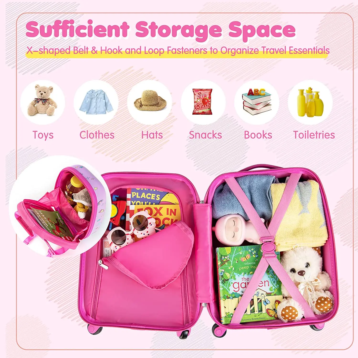 Hot Sale Kids Suitcase Cute Rainbow Unicorn Kids Luggage Set Travel Suitcase for Girls and Boys Kids Cabin Luggage Character