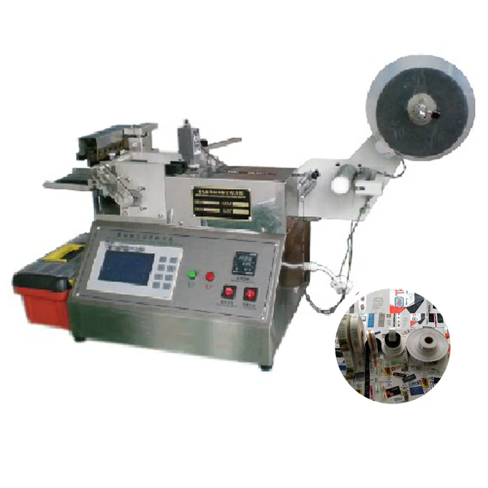 Fully Automatic Hot and Cold Knife Garment Wash Care Label Cutting Machine for Satin Ribbon, Nylon Tape and Cotton Tape