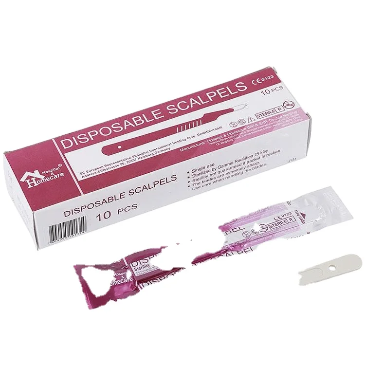 Медицинский Хирургический Стандартный Одноразовый Скальпель с лезвием из нержавеющей и углеродистой стали