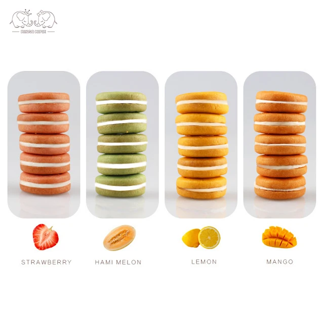 Halal Galletas Biscotto Bag Pack Fruit Assorted Baked Goods Mini Macaron Cookies Cream Sandwich Biscuit