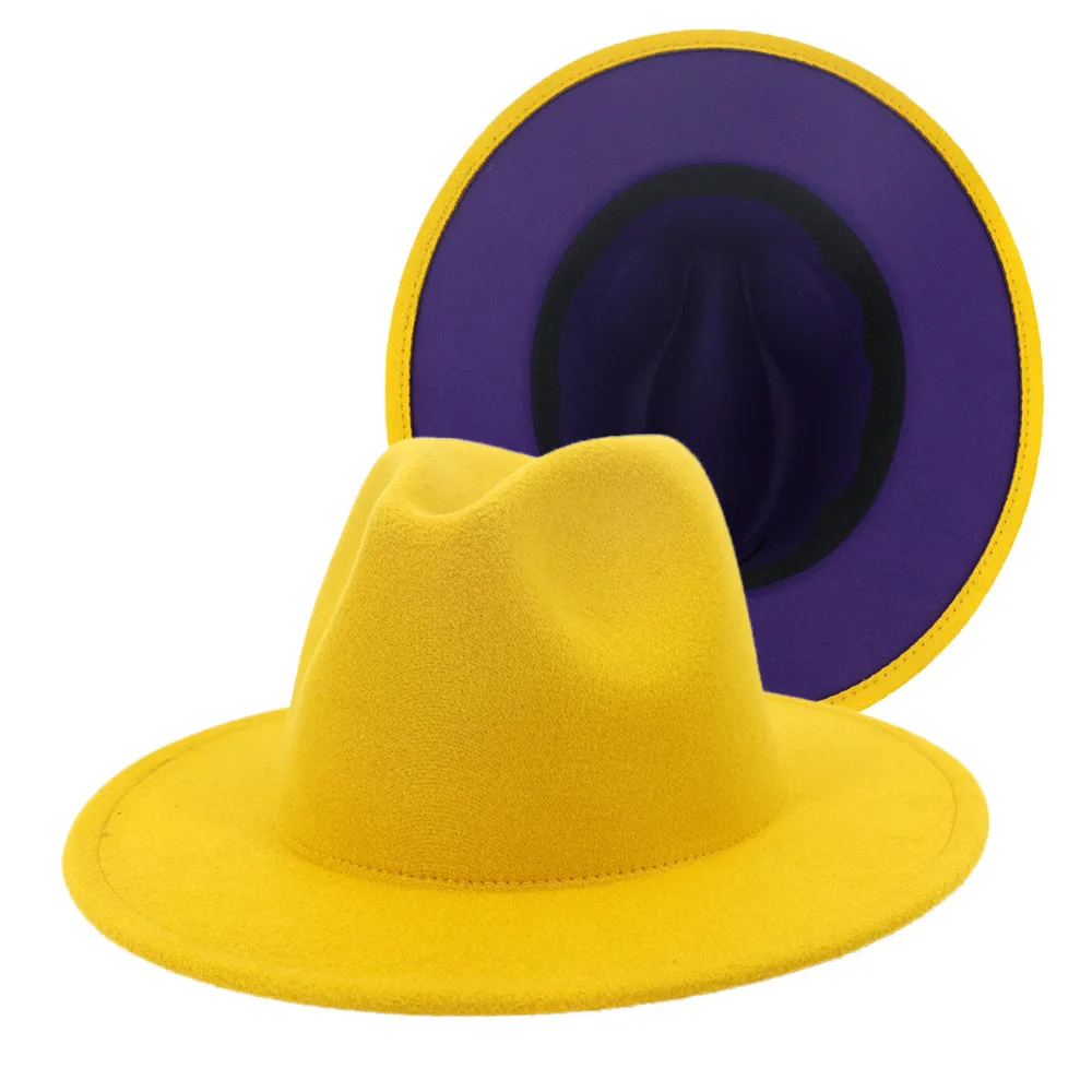 
High quality wholesale fedora hats wide brim women wholesale 2021 new designer customized green men fadora two tone hats 