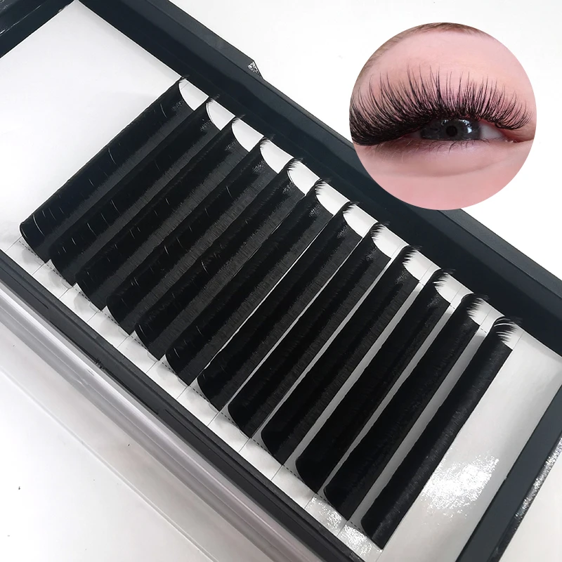 Wholesale lash tray private label 3D auto fan faux mink russian volume lash extension 0.02 0.05 cashmere 20 mm