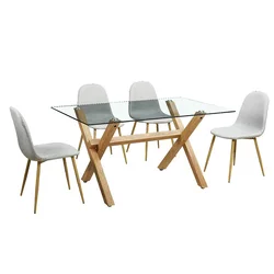 Modern design Furniture dining room table Tempered glass 4 seats dining table set