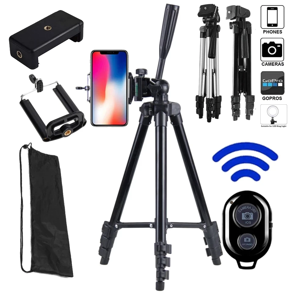 Hot sale Mini Lightweight Camera Tripod Portable AdjustableStand Mount Holder Clip Remote Control For Live Youtube Cellphone
