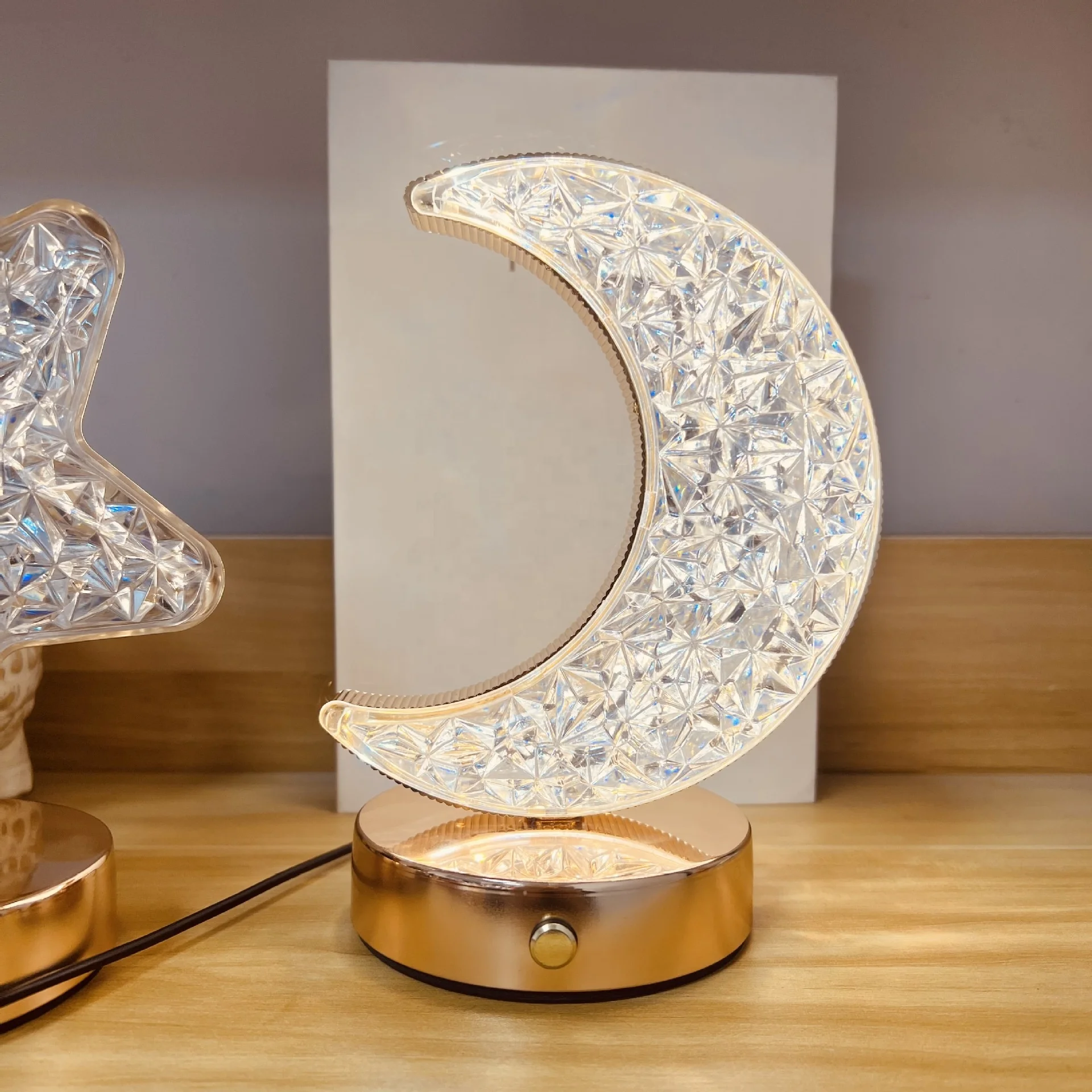 Moon light stars Bedroom bedside light decorative lamp atmosphere light three color non-polar dimming hardware base