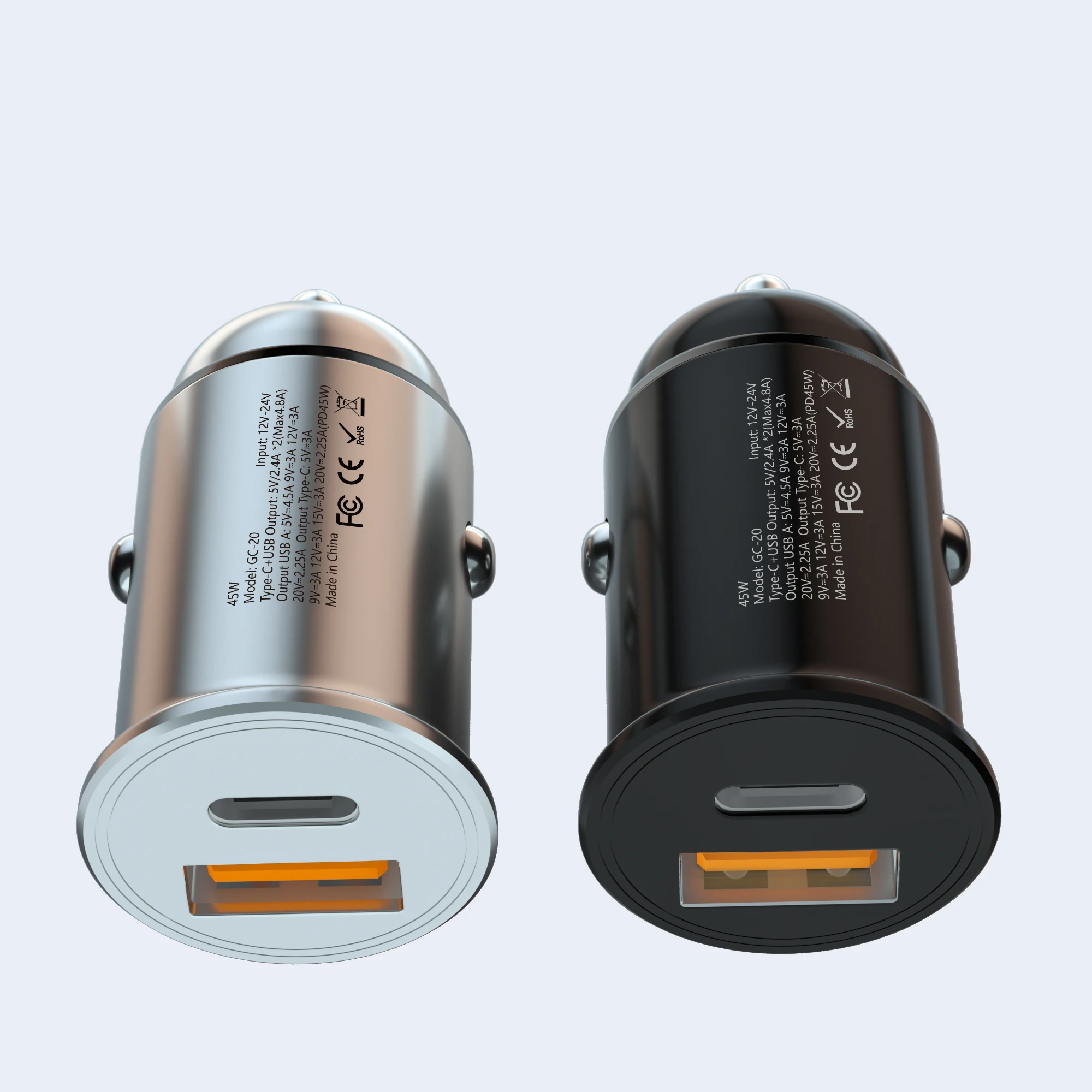 2 Port Metal Car Charger Adapter Fast Charging Qc3.0 Pd Dual Usb Type C Android 30w For Iphone For Samsung Cargadores