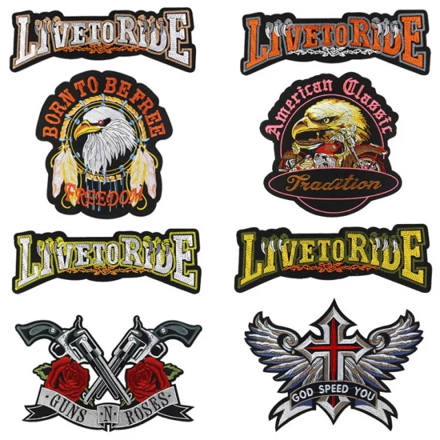 wholesale custom  Large  Embroidery iron on  hip hop rock  big Patches large For Clothes