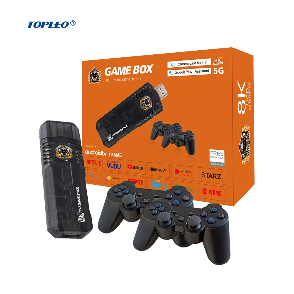 Topleo portable 10000 games 4k 8k classic mini classic tv video consoles game stick lite 4k