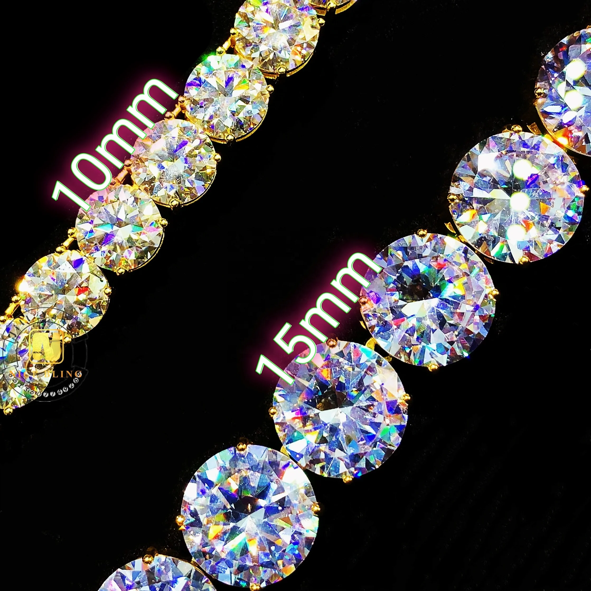 HUGE SIZE Super Big Stone Tennis Chain 15mm Quality Cubic Zirconia Surgical Steel Jewelry Hip Hop Necklace Manufacturer
