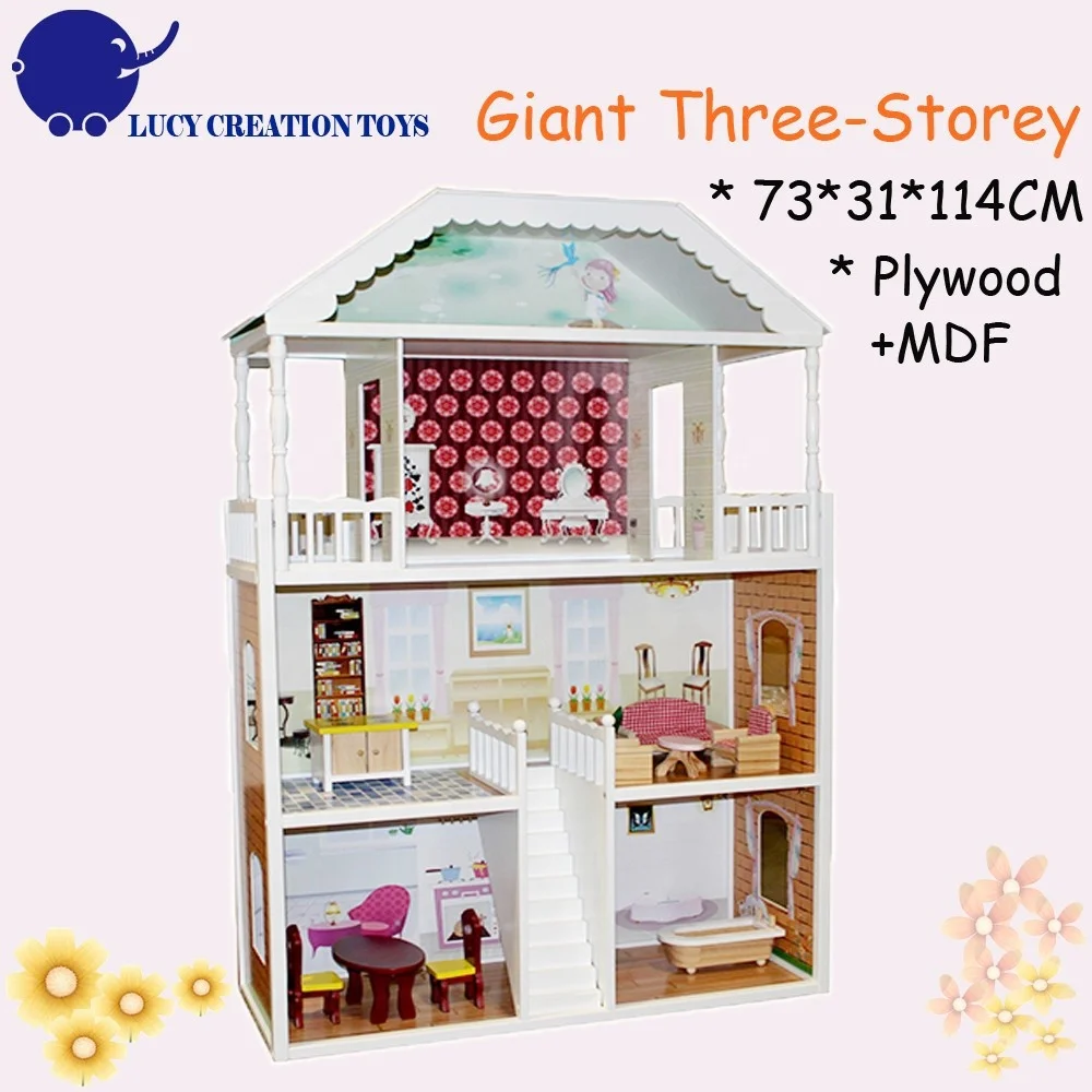 Large Dream Villa Kids Luxury 3 storeys  big Wooden Dollhouse for Child 12 years